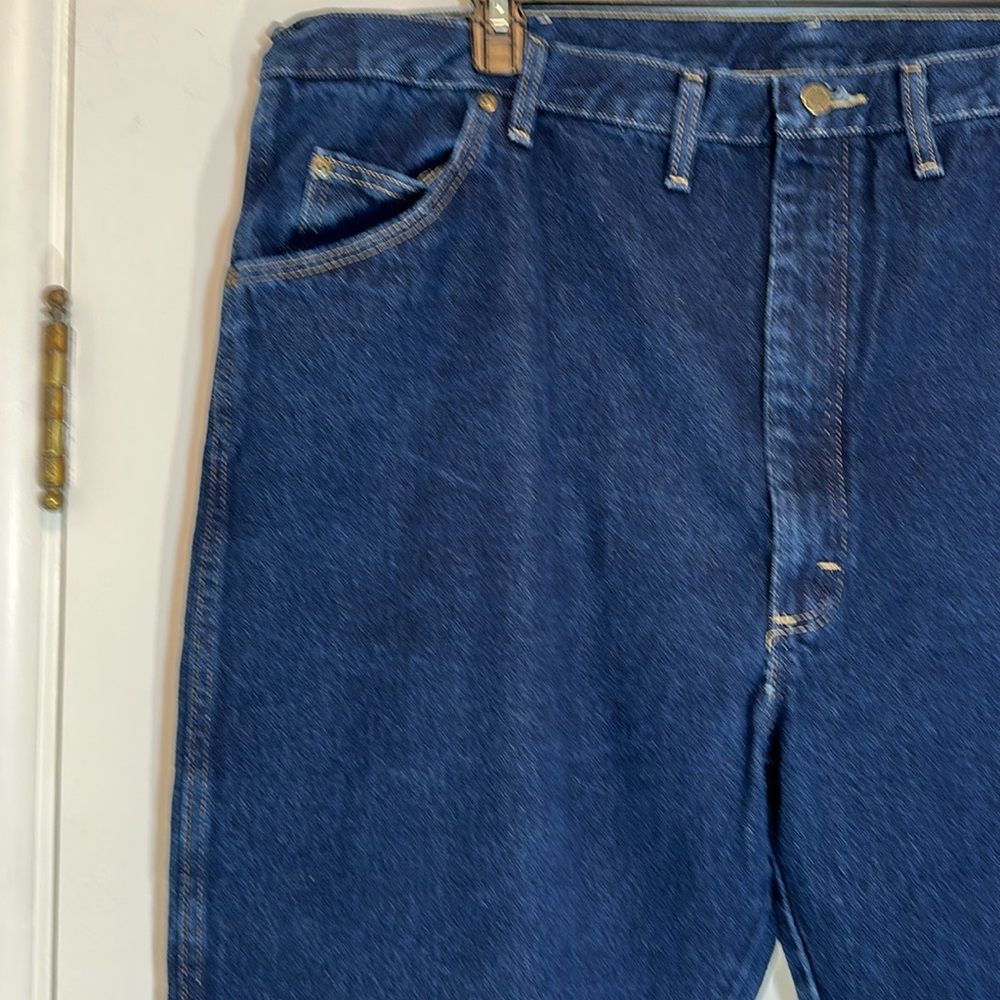 Wrangler Rugged Wear Cotton Stretch Flex Denim Blue Jeans 48x30 - Picture 5 of 11